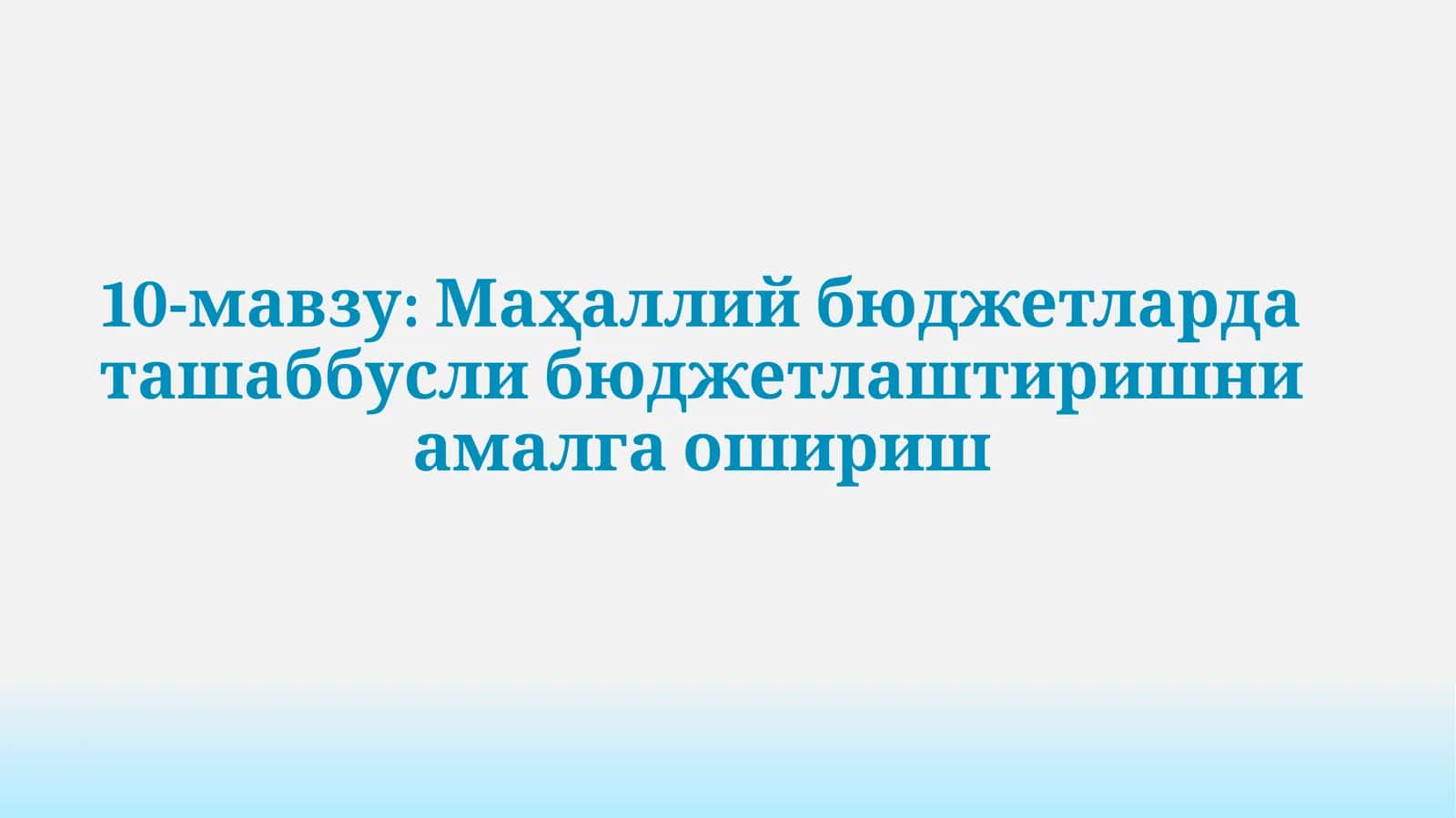 Маҳаллий бюджетлардаги ташаббусли бюджетлаштиришни амалга ошириш