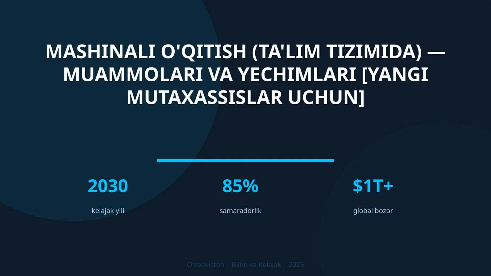 Mashinali o'qitish (ta'lim tizimida) — muammolari va yechimlari [yangi mutaxassislar uchun]