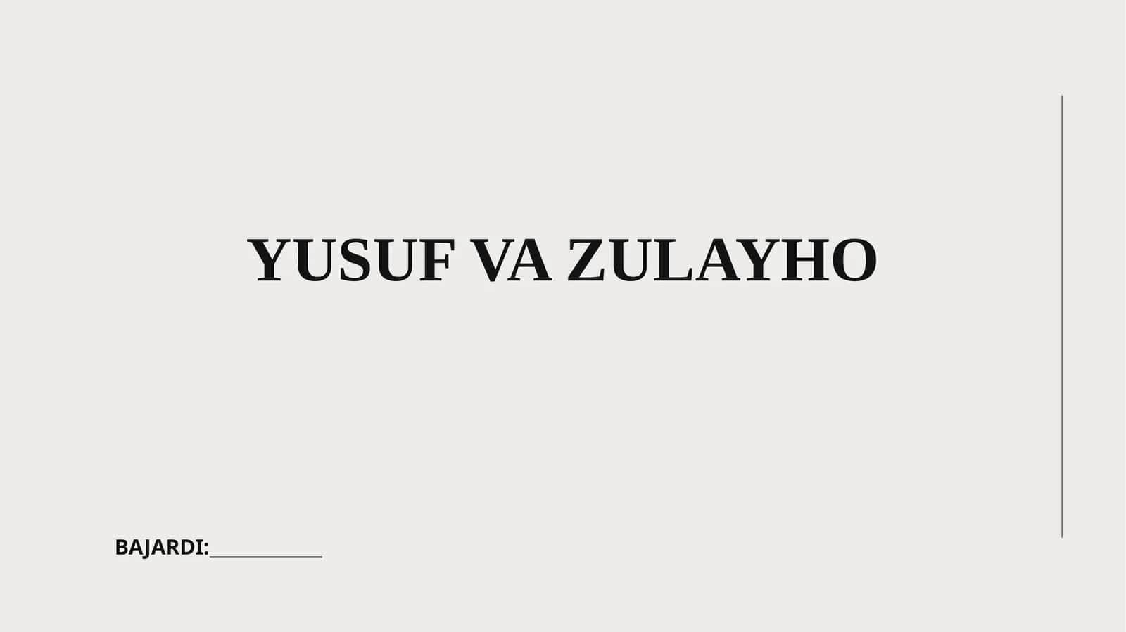 YUSUF VA ZULAYHO