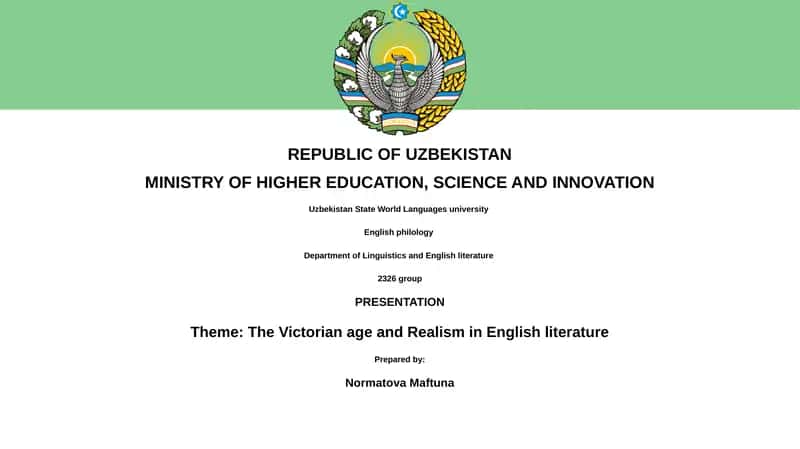 The Victorian age and Realism in English literature