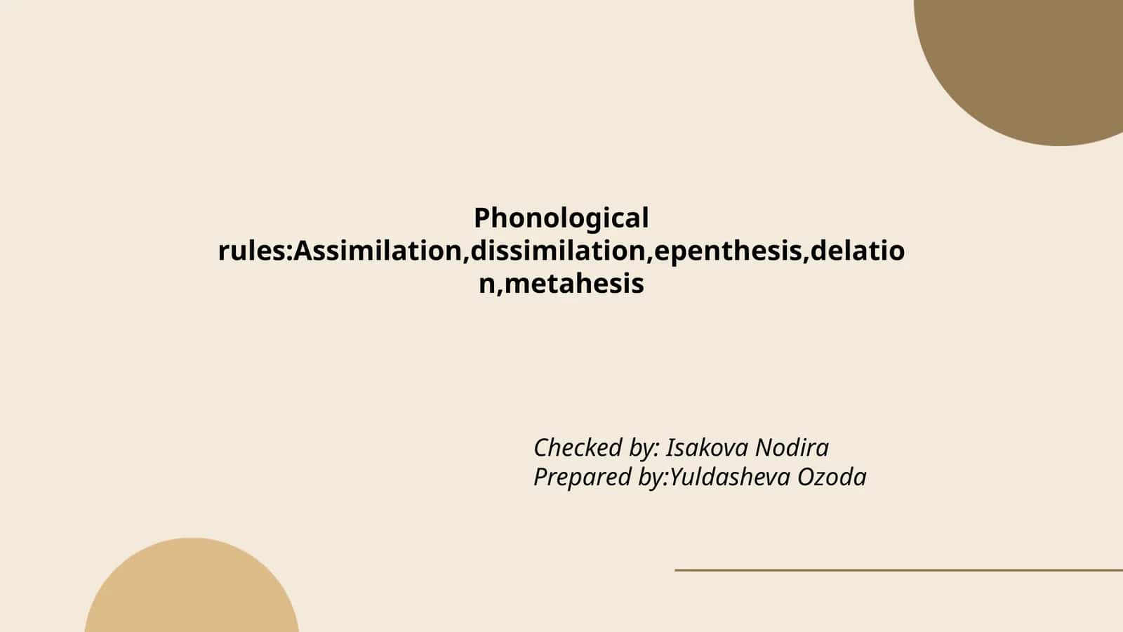 Phonological Rules