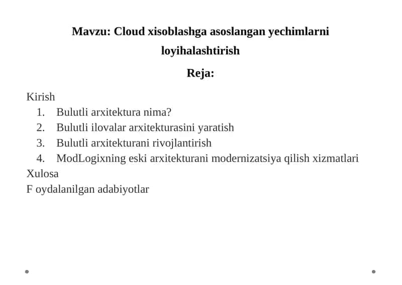 ARXITEKTURANI YARATISH BO’YICHA QO’LLANMA