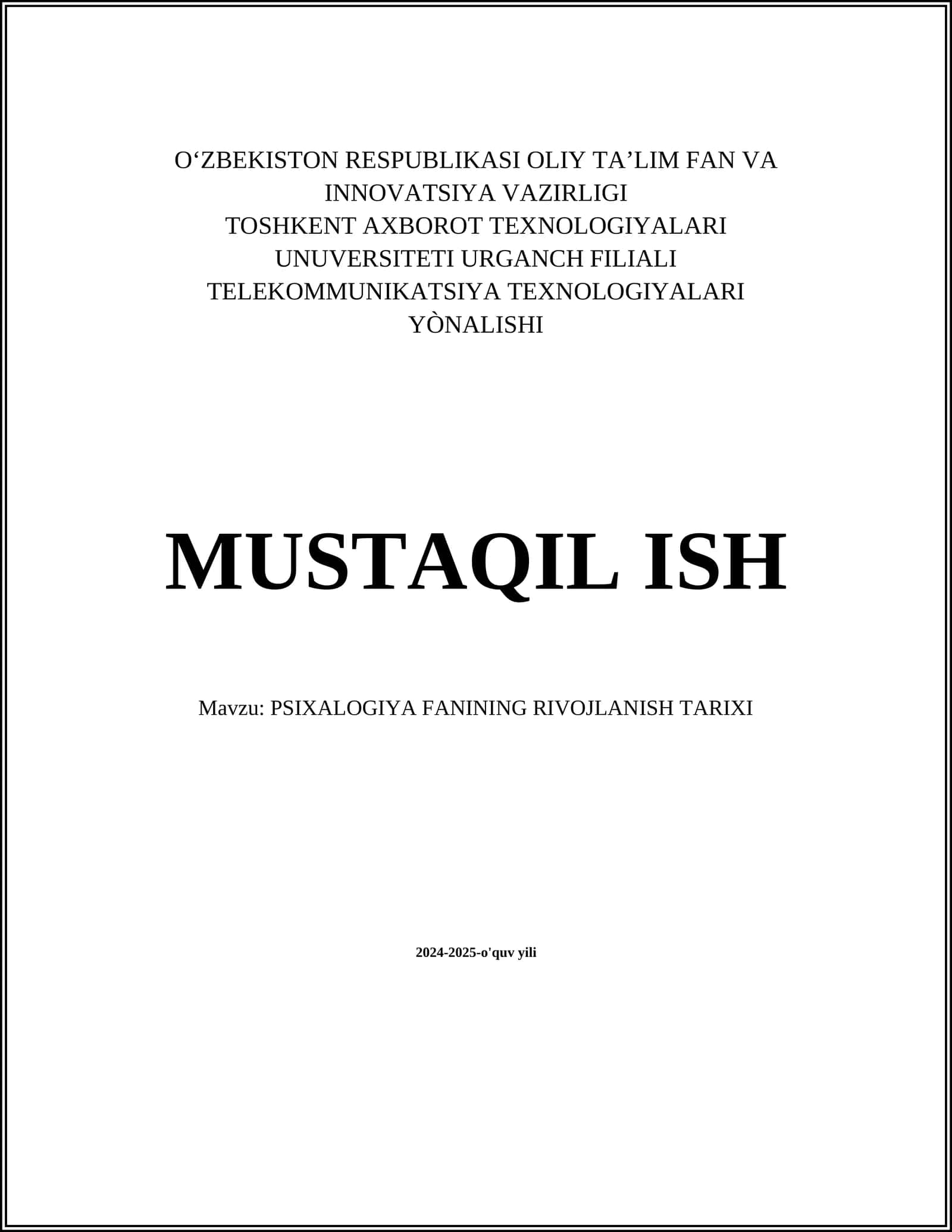 PSIXALOGIYA FANINING RIVOJLANISH TARIXI