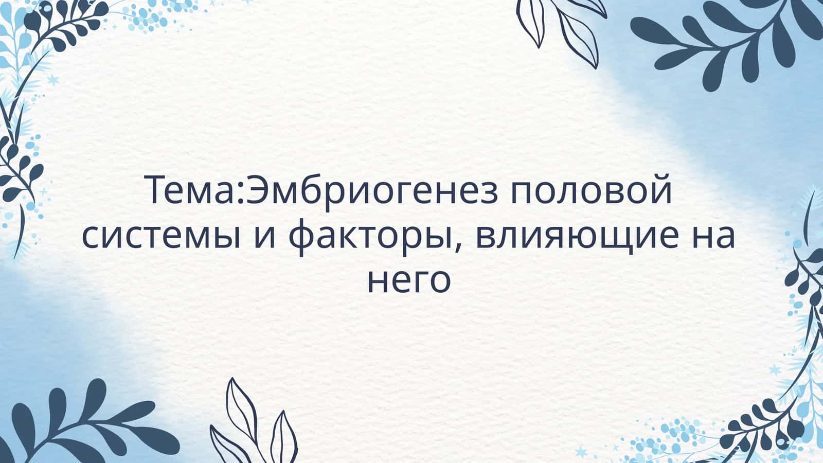 Эмбриогенез половой системы и факторы, влияющие на него