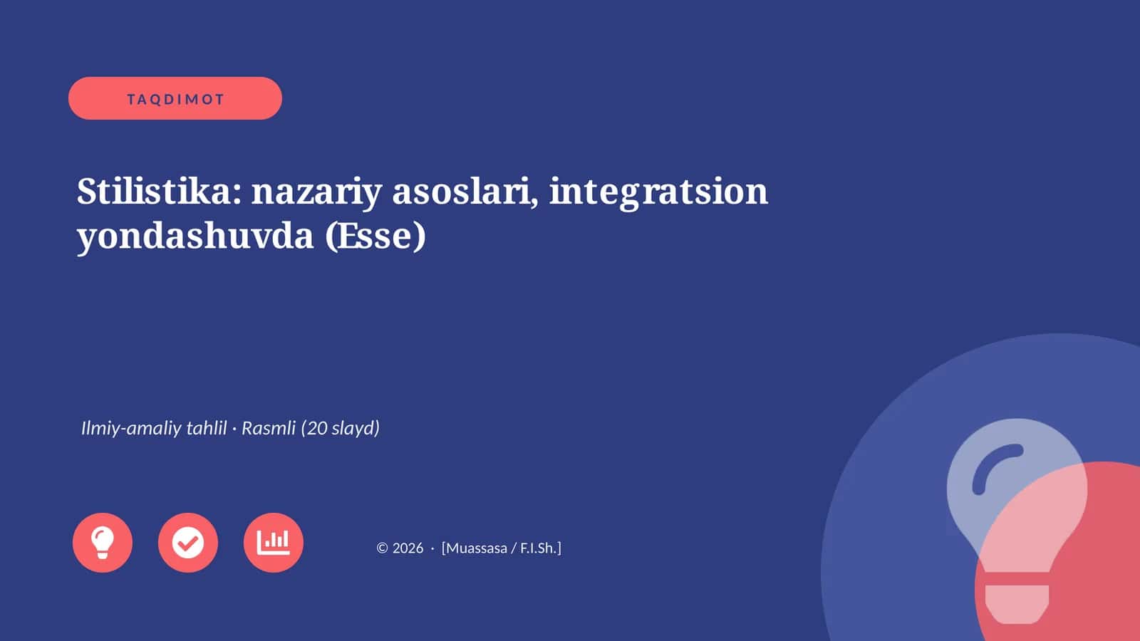 Stilistika: nazariy asoslari, integratsion yondashuvda (Esse)