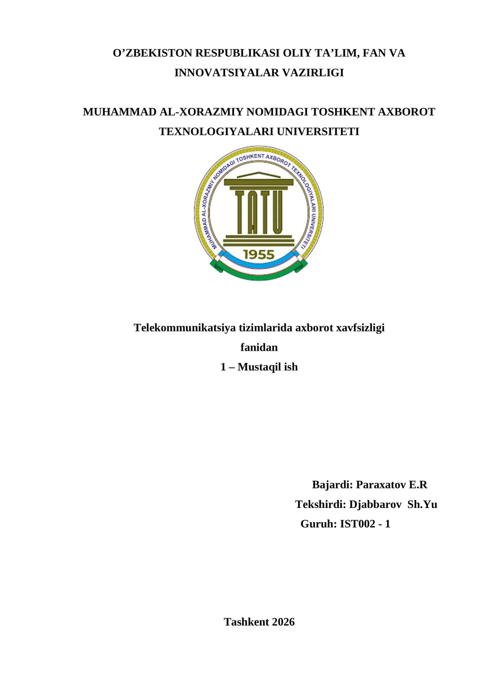 MA’LUMOTLARNI ASIMMETRIK SHIFRLASH ALGORITMLARI. RSA ALGORITMI