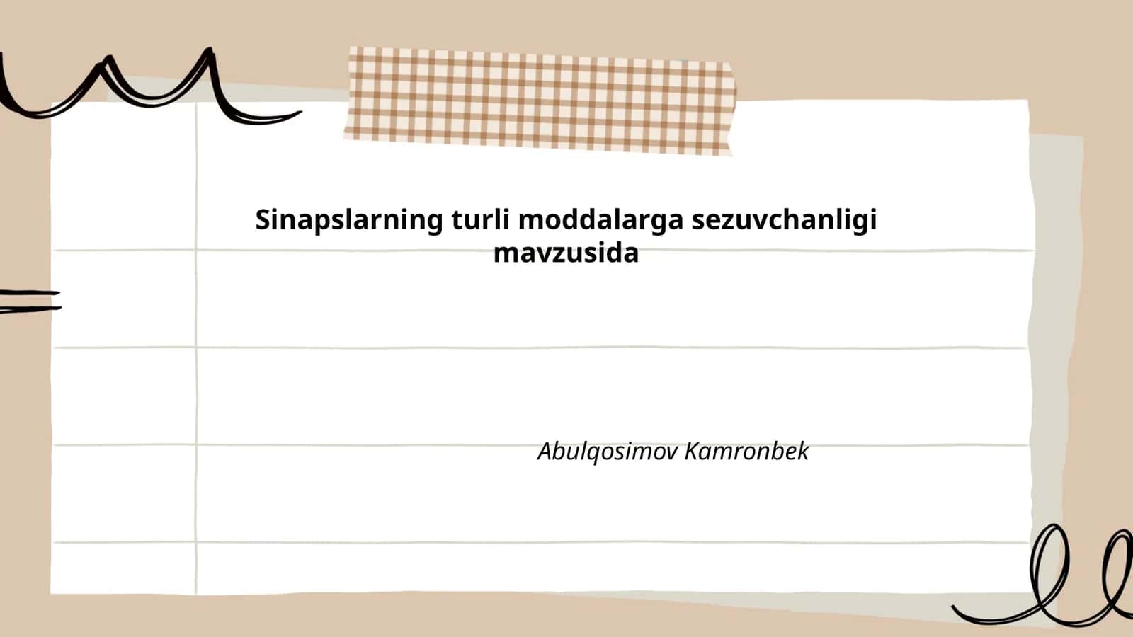 Kimyoviy moddalarga sinapslar sezuvchanligi