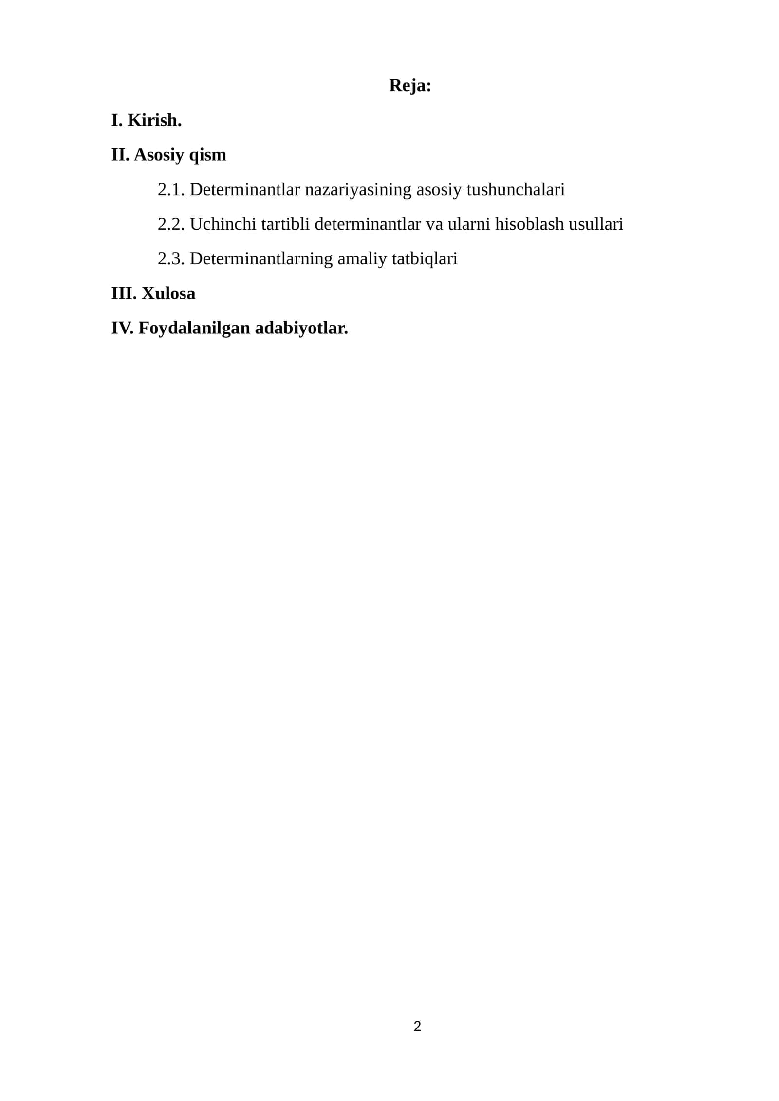 Ikkinchi va uchinchi tartibli determinantlar