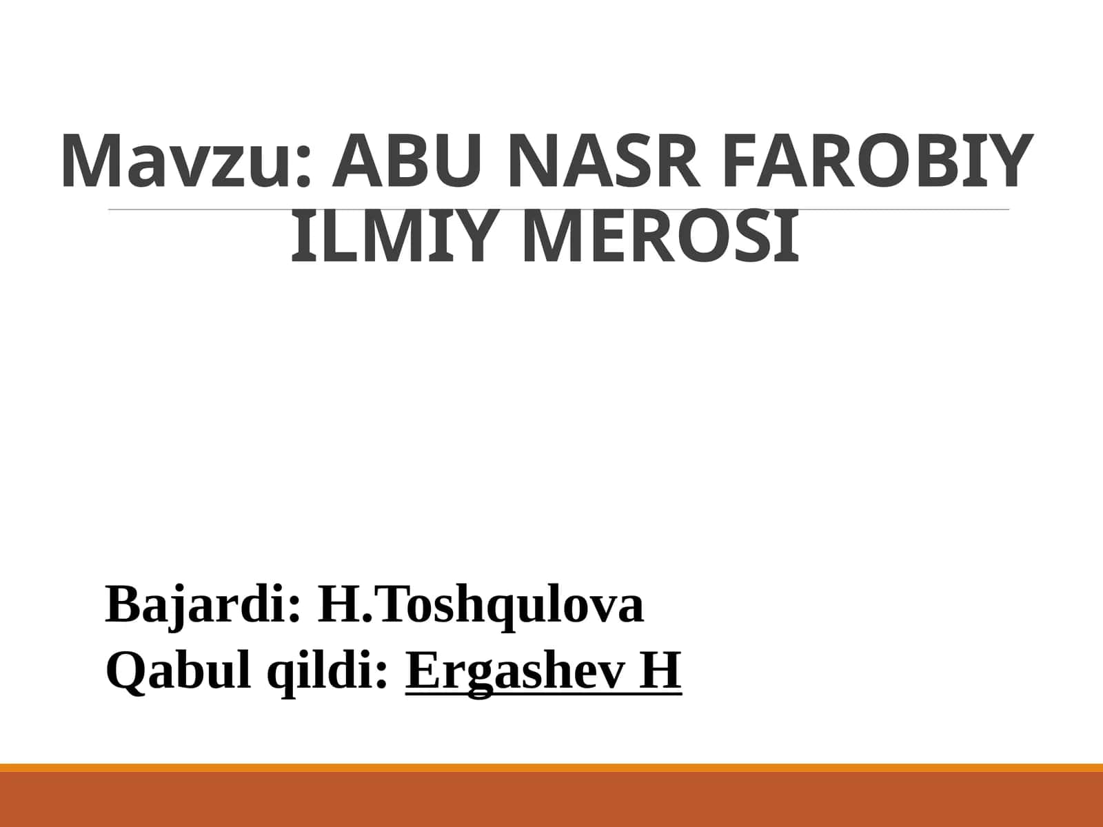 ABU NASR FAROBIY ILMIY MEROSI