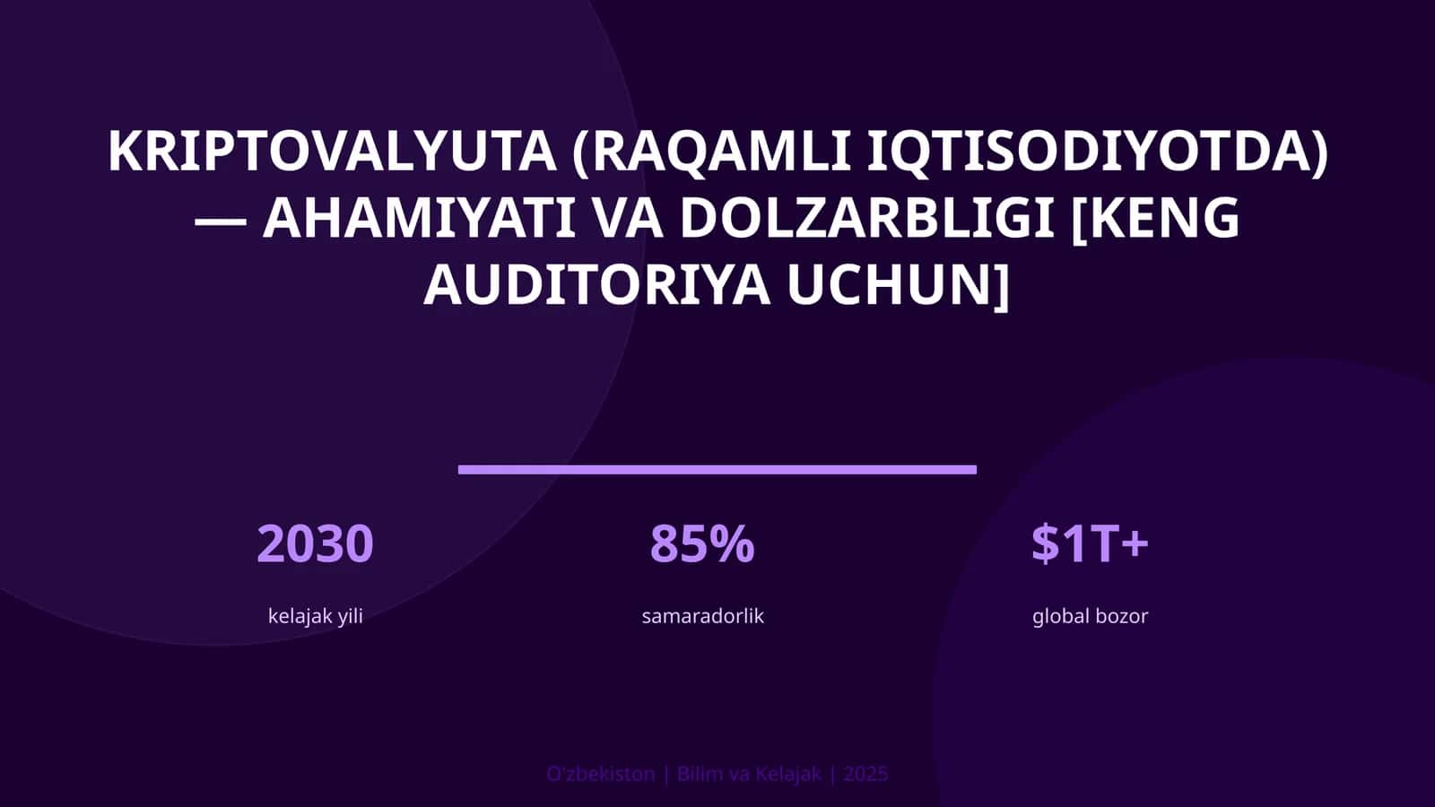 Kriptovalyuta (raqamli iqtisodiyotda) — ahamiyati va dolzarbligi [keng auditoriya uchun]