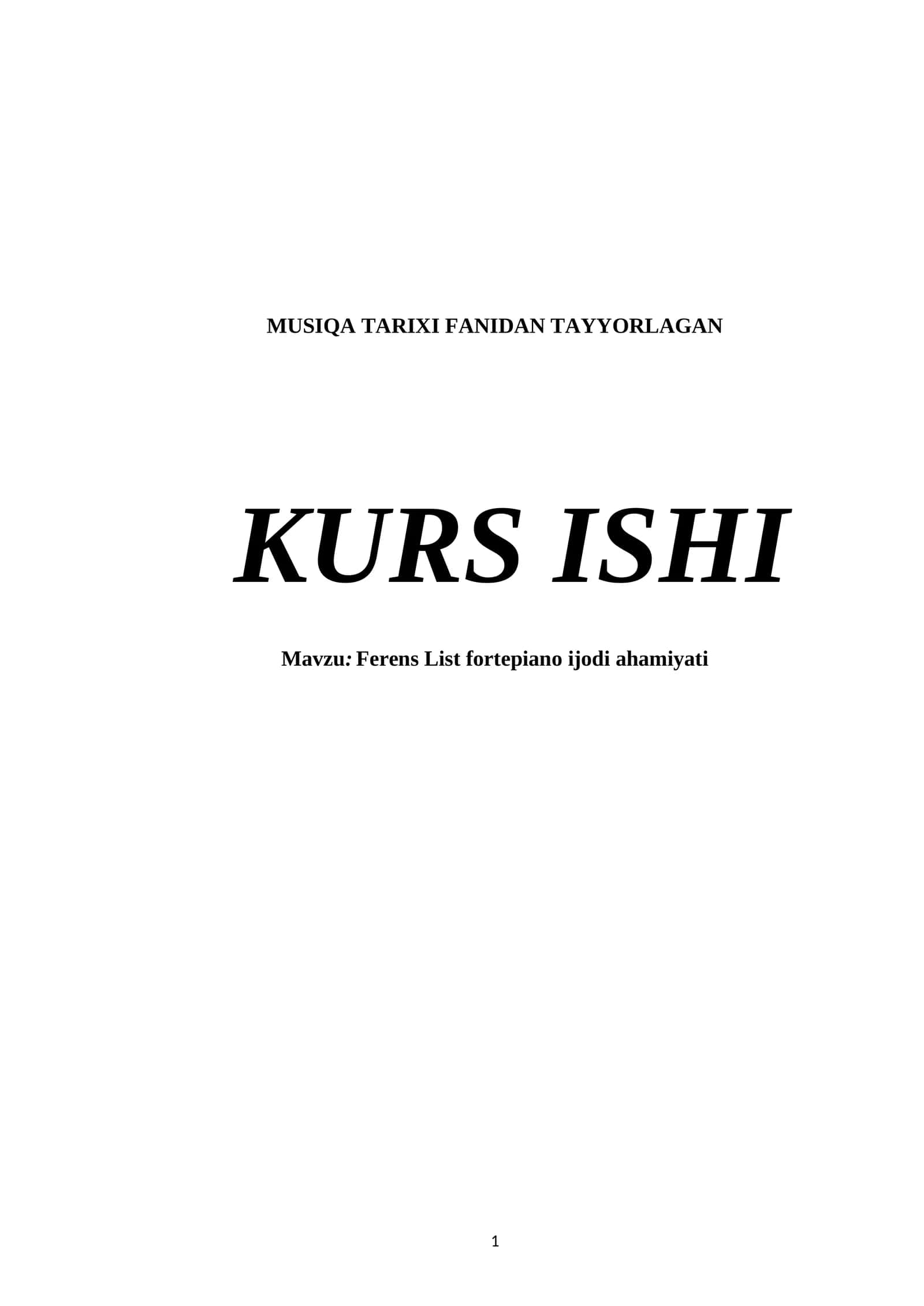 Ferens List fortepiano ijodi ahamiyati