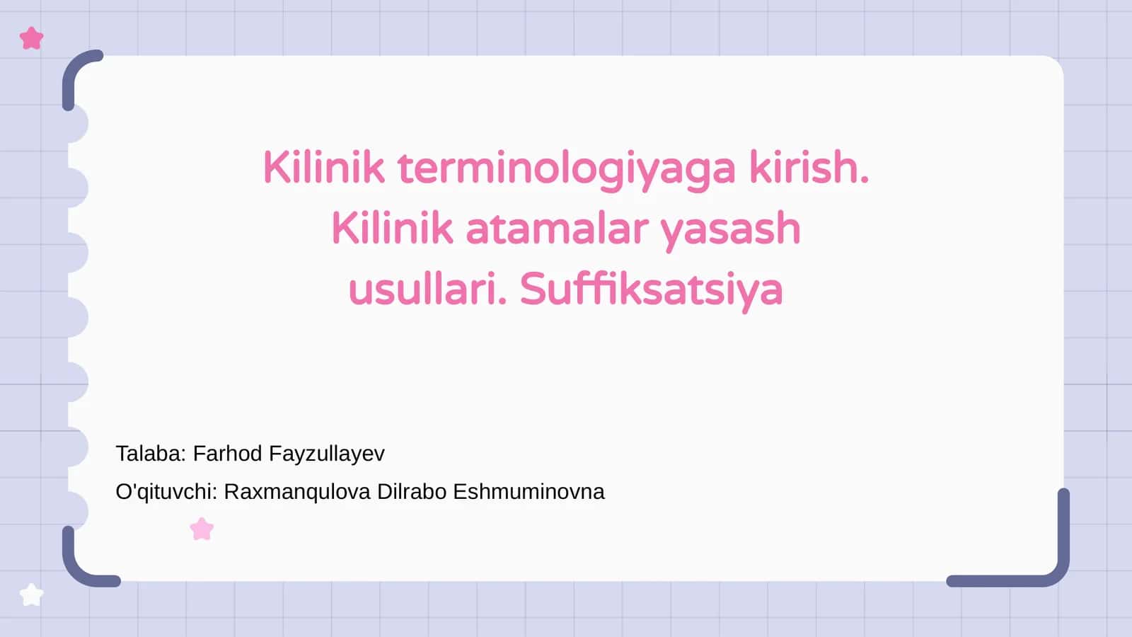 Kilinik terminologiyaga kirish