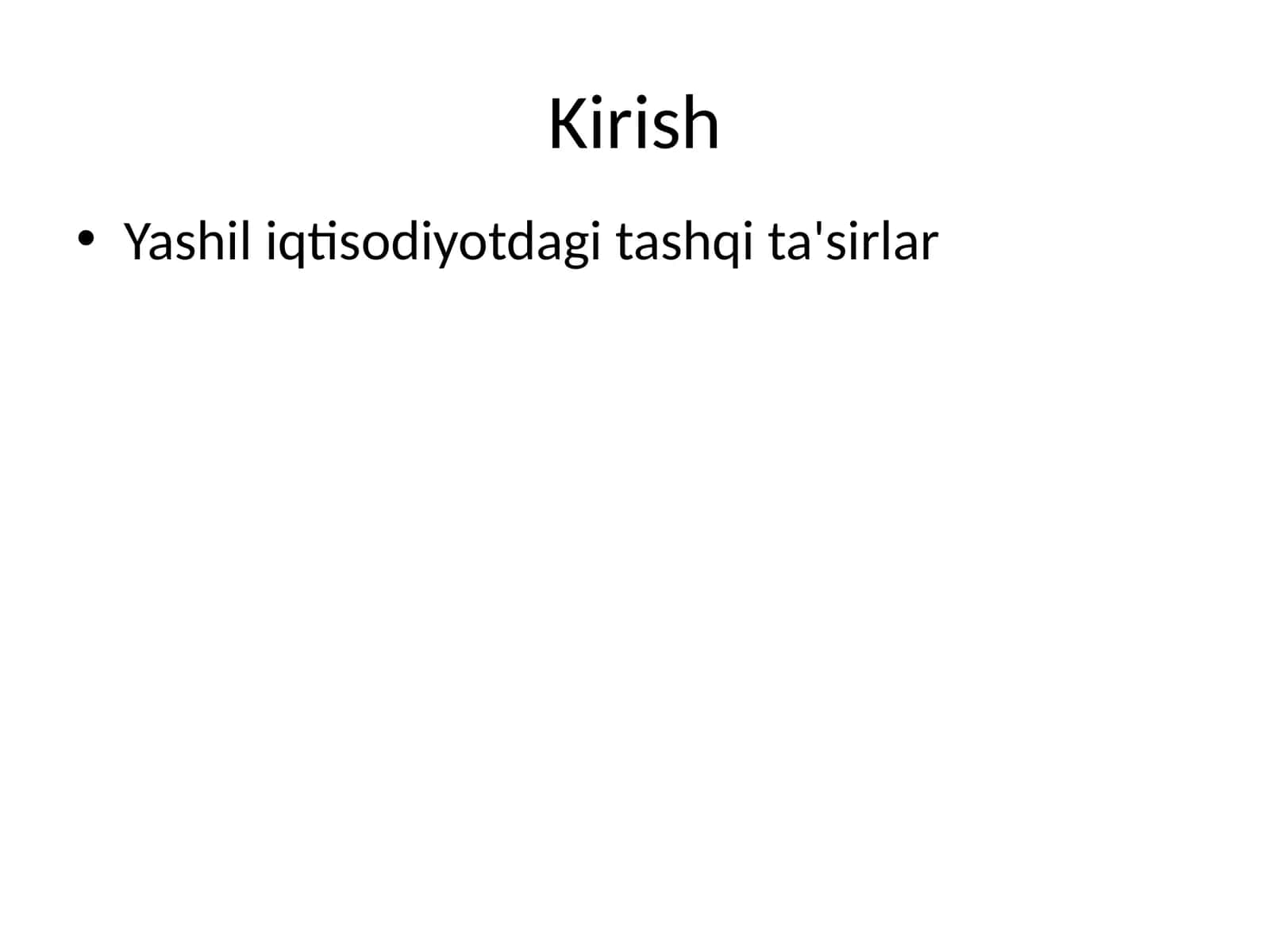 Yashil iqtisodiyotdagi tashqi ta'sirlar