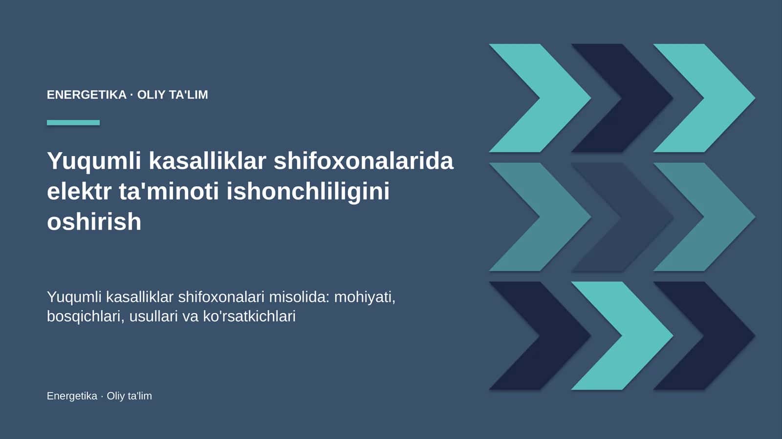 yuqumli kasalliklar shifoxonalarida elektr ta'minoti ishonchliligini oshirish 9766