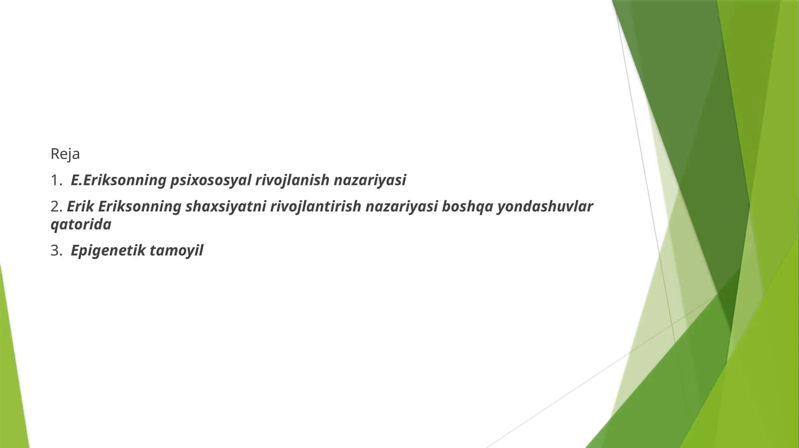 Eriksonning psixososyal rivojlanish nazariyasi