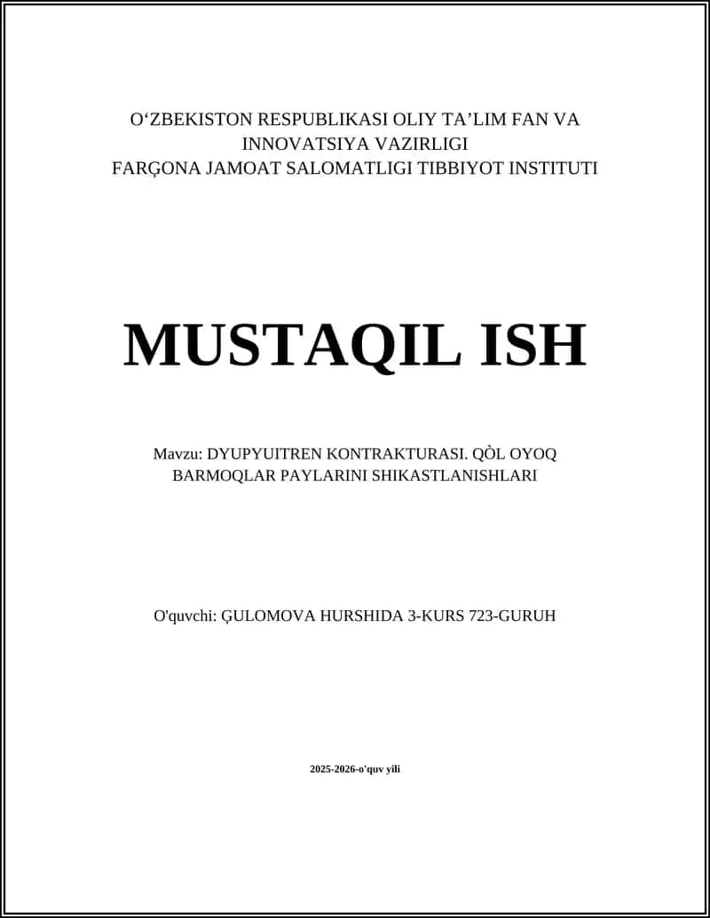 DYUPYUITREN KONTRAKTURASI
