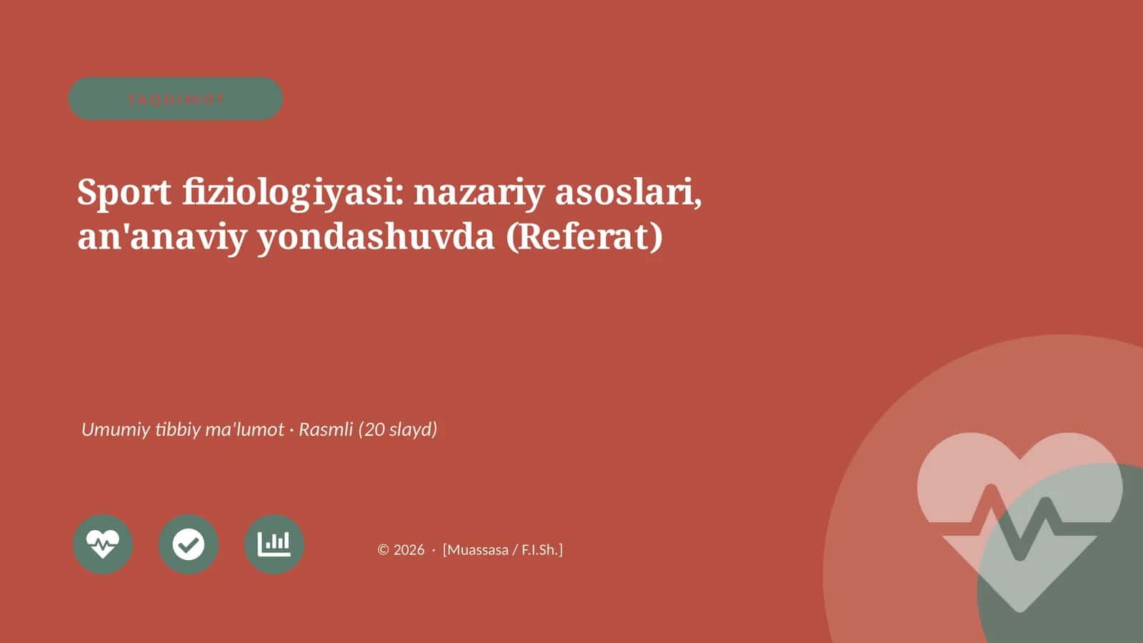 Sport fiziologiyasi: nazariy asoslari, an'anaviy yondashuvda (Referat)