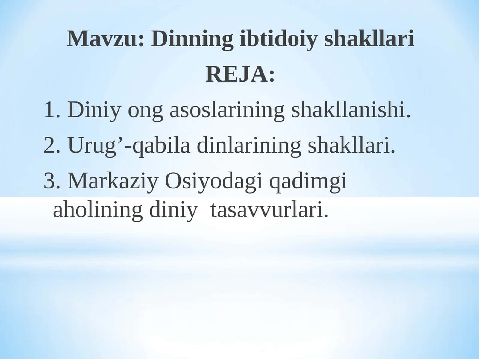 Dinning ibtidoiyshakllari