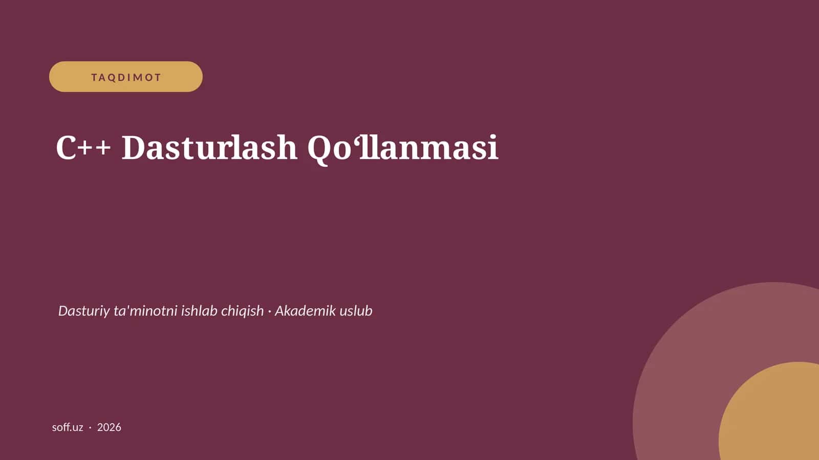 C++ Dasturlash Qo‘llanmasi