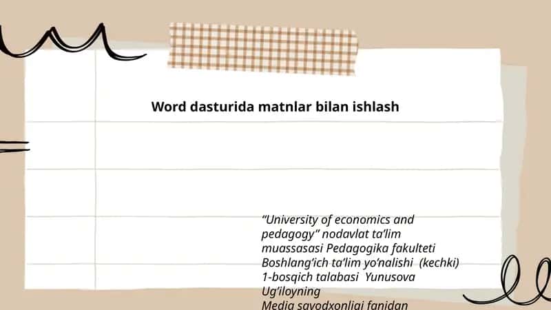 Word dasturida matnlar bilan ishlash