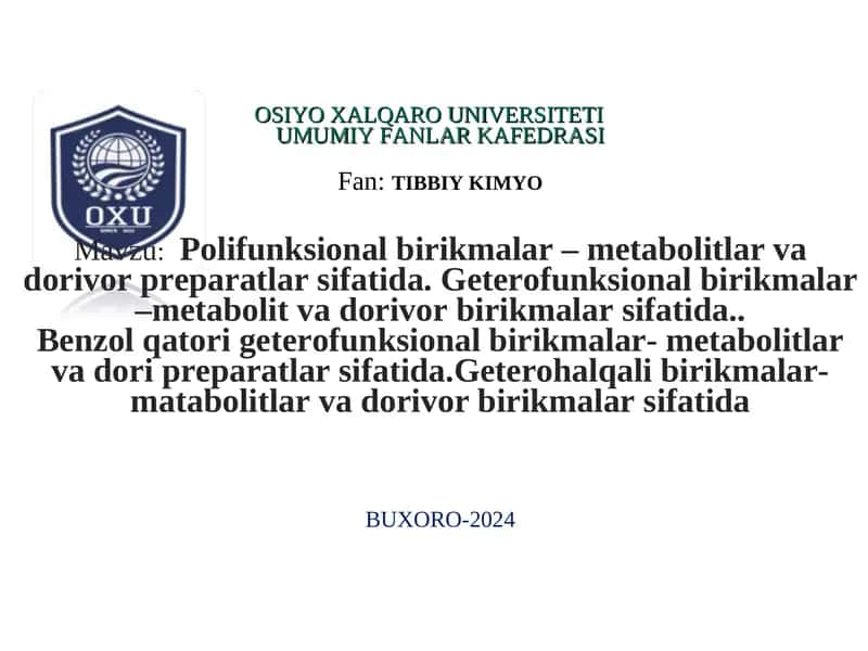 Polifunksional birikmalar va metabolitlar