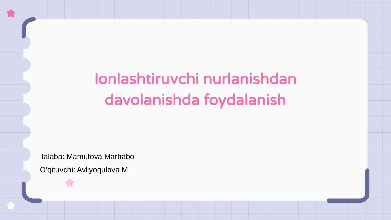 Ionlashtiruvchi nurlanishdan davolanishda foydalanish