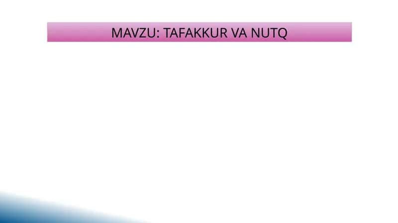 TAFAKKUR VA NUTQ