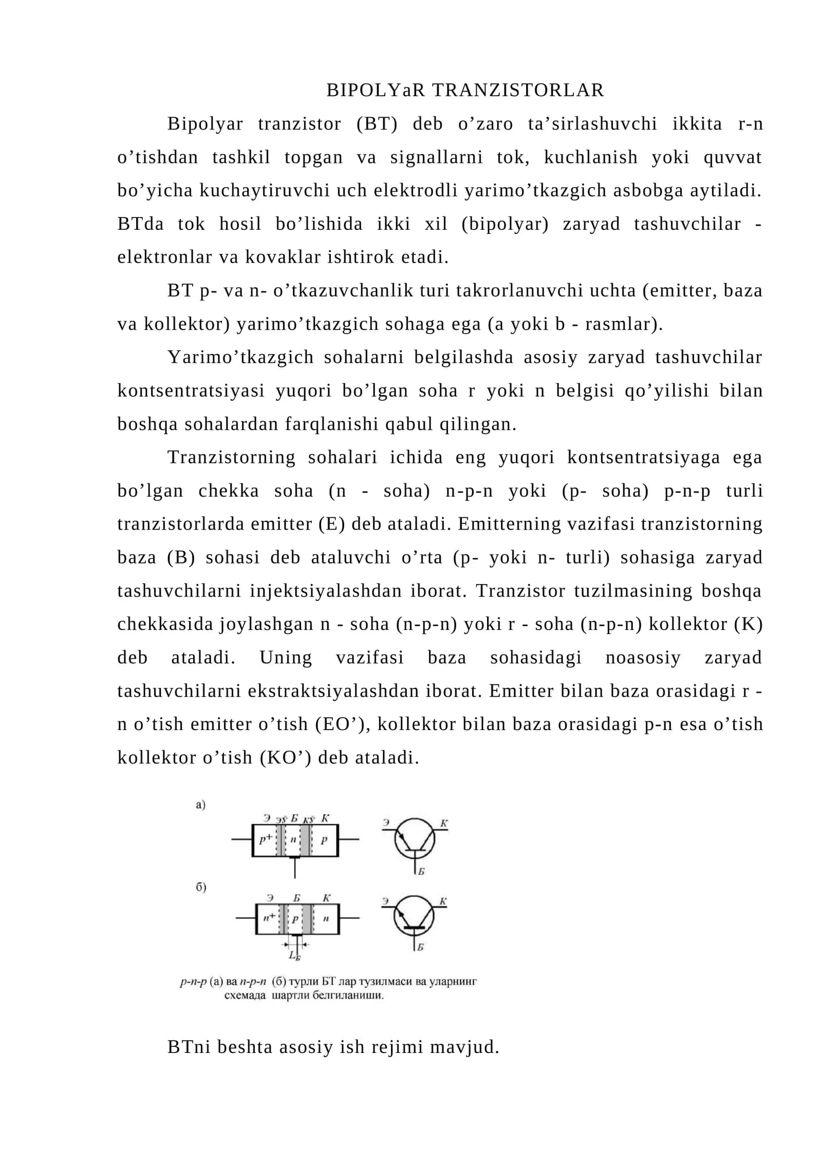 BIPOLYaR TRANZISTORLAR