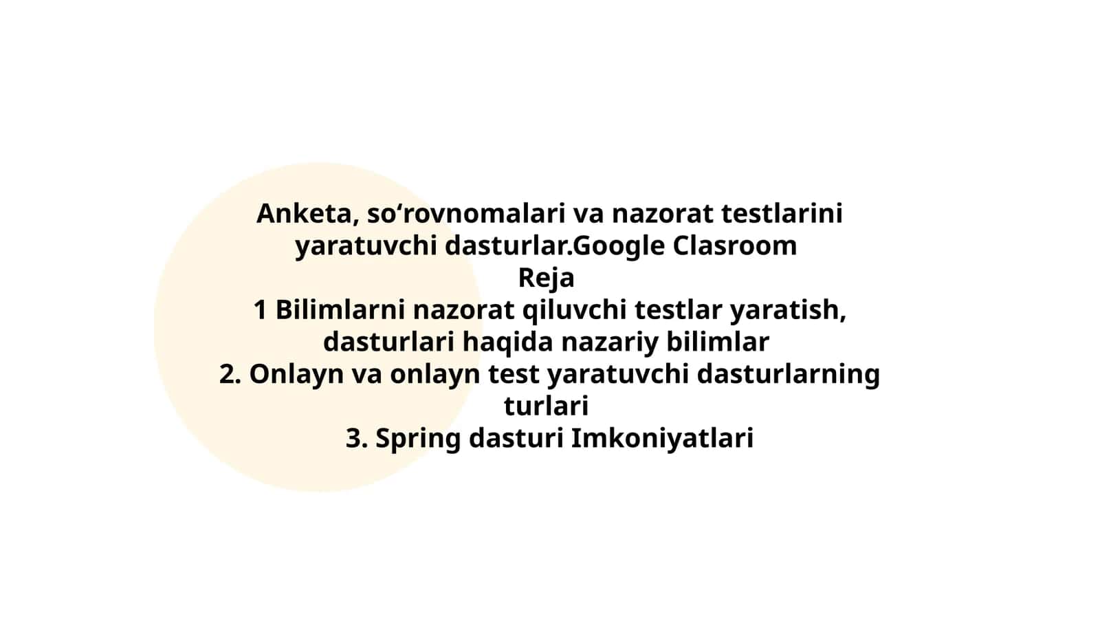 Spring dasturi Imkoniyatlari