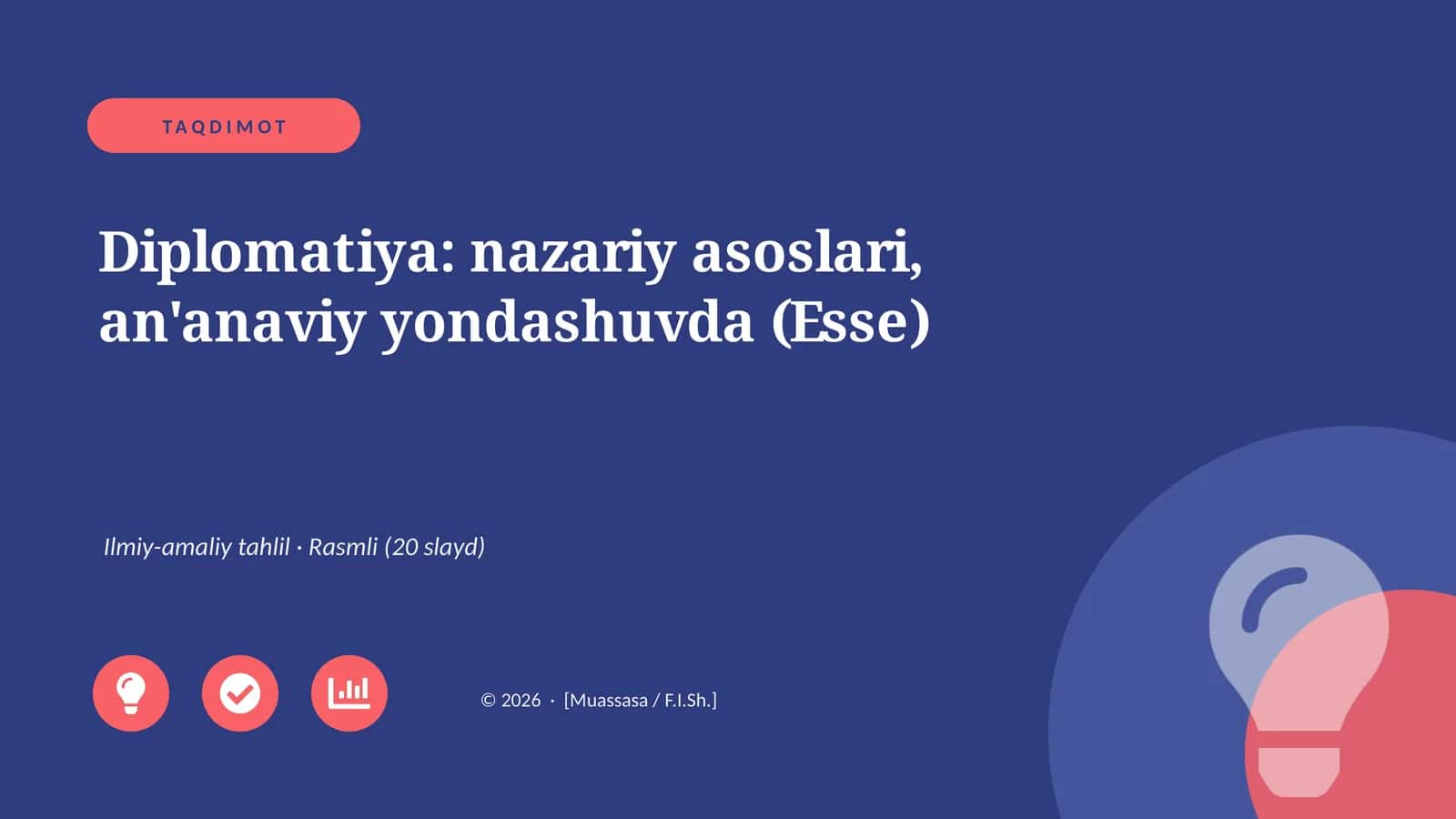Diplomatiya: nazariy asoslari, an'anaviy yondashuvda (Esse)