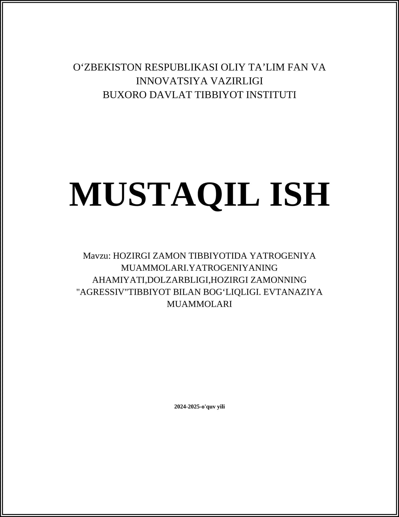 Yatrogeniya muammolari