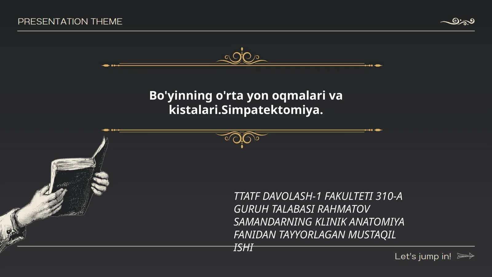 Bo'yinning o'rta yon oqmalari va kistalari. Simpatektomiya
