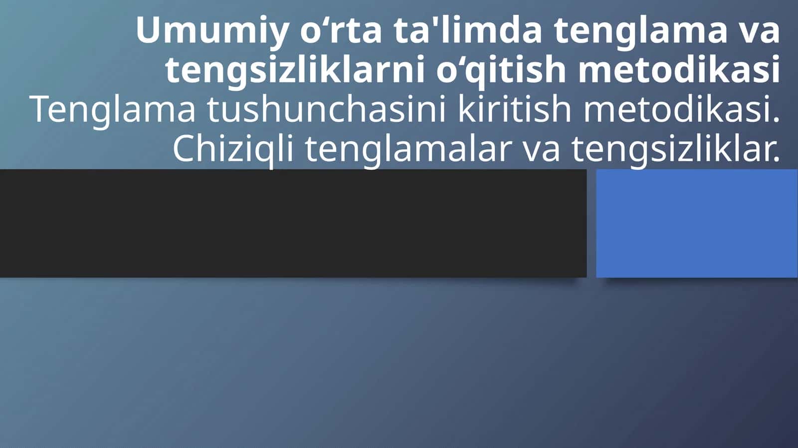 Tenglama va Tengsizliklar
