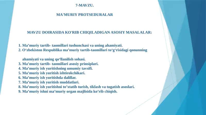 MA'MURIY PROTSEDURALAR