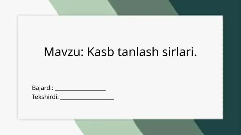 Kasb tanlash sirlari