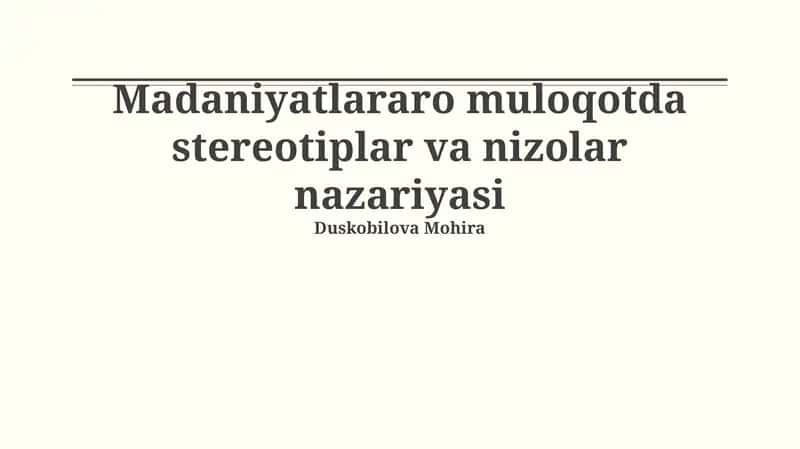 Stereotiplar va nizolar nazariyasi