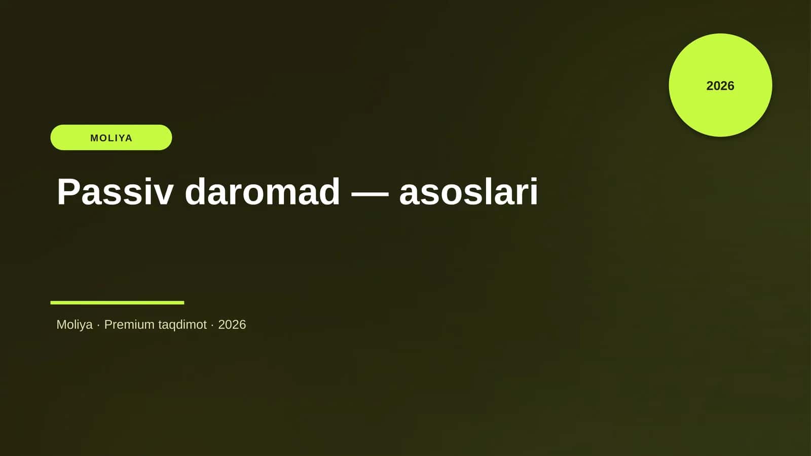 Passiv daromad — asoslari