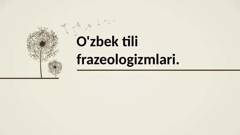 O'zbek tili frazeologizmlari.