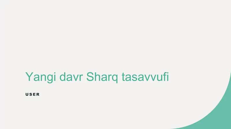 Yangi davr Sharq tasavvufi