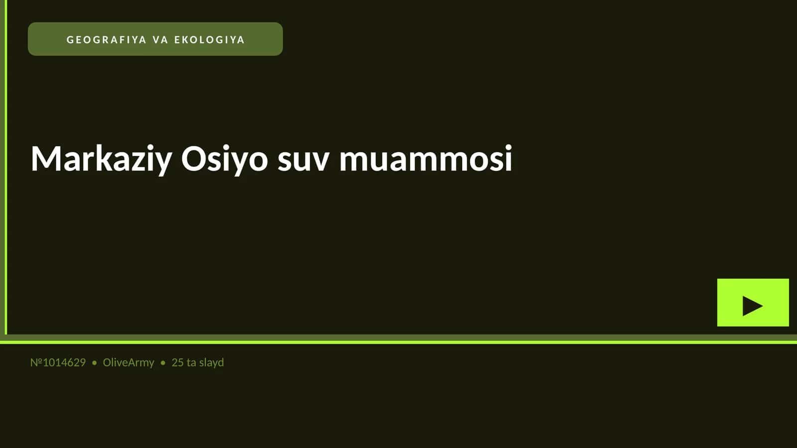 Markaziy Osiyo suv muammosi