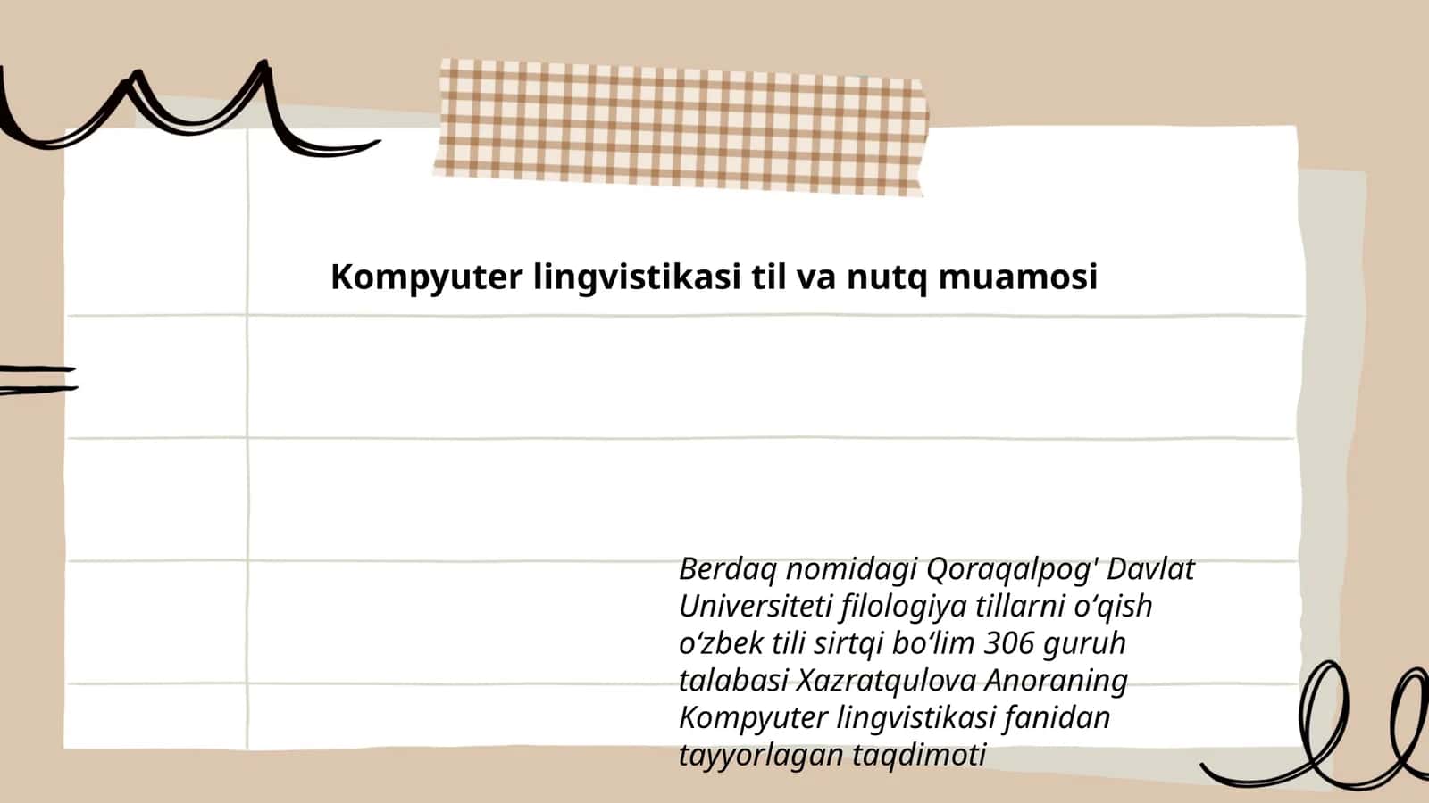 Kompyuter lingvistikasi til va nutq muamosi