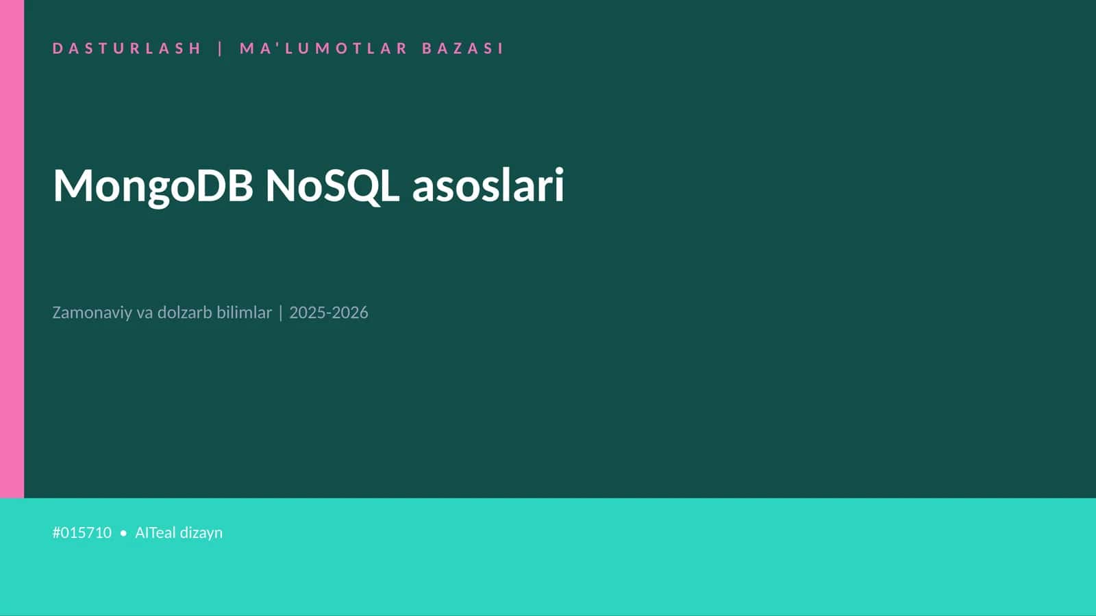 MongoDB NoSQL asoslari