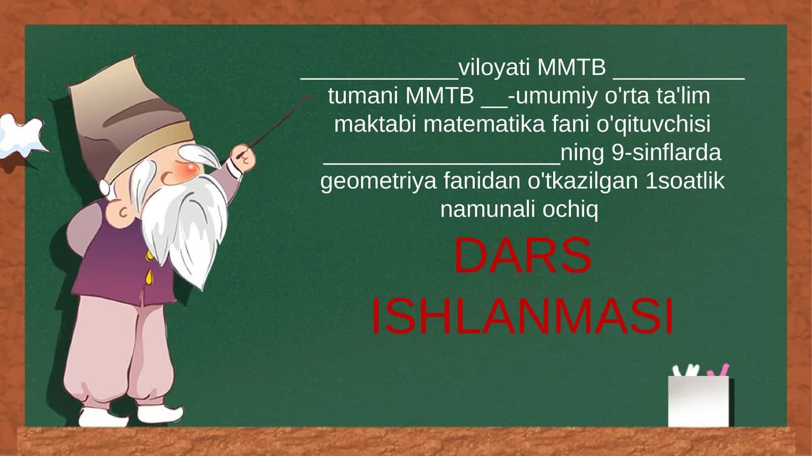 9-sinf Geometriya Sinuslar va kosinuslar teoremalarining ba'zi tatbiqlari