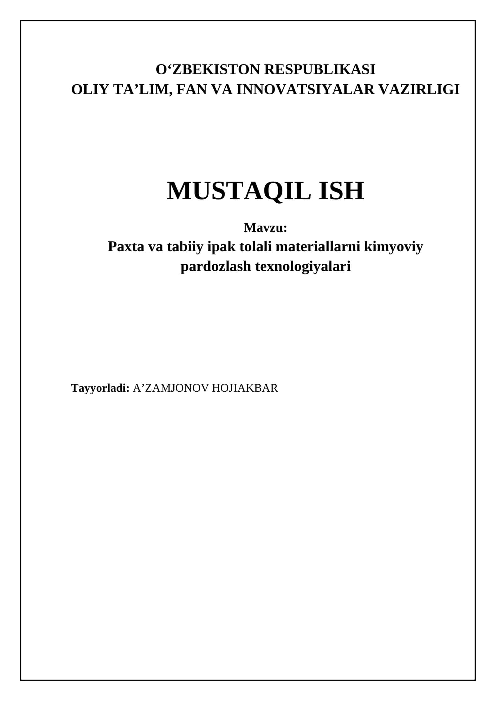 Paxta va tabiiy ipak tolali materiallarni kimyoviy pardozlash texnologiyalari
