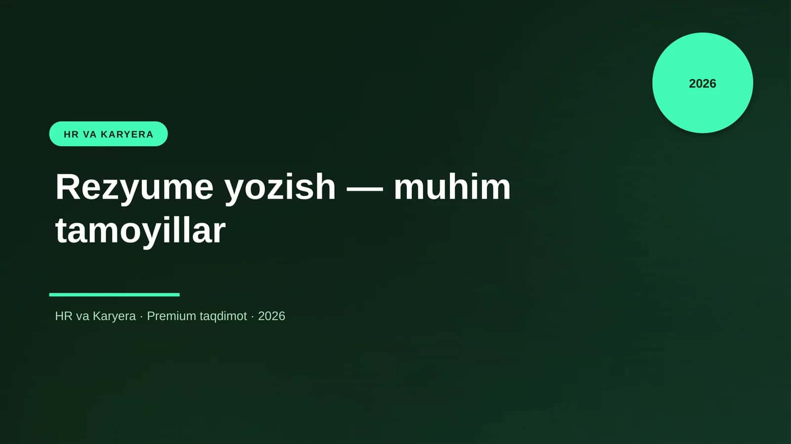 Rezyume yozish — muhim tamoyillar