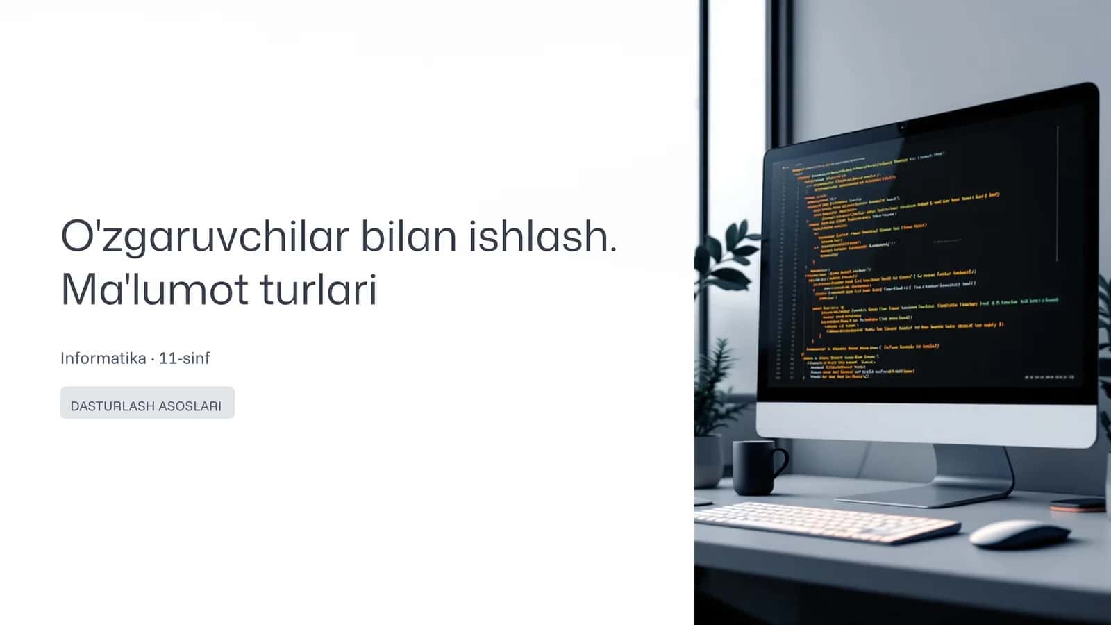 O'zgaruvchilar bilan ishlash. Ma'lumot turlari