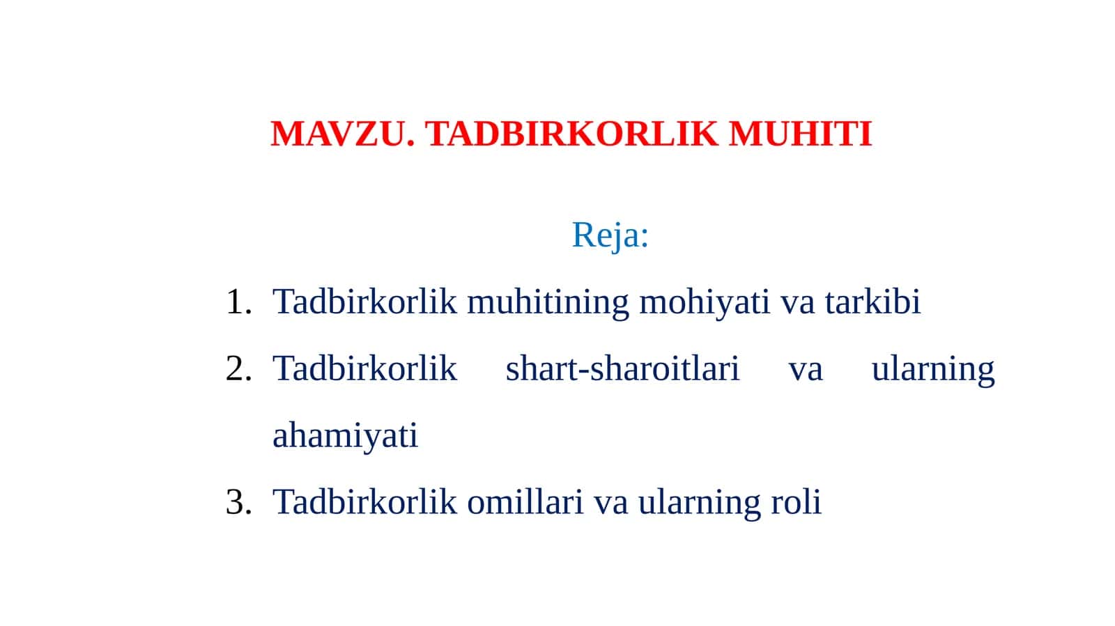 Tadbirkorlik Muhiti