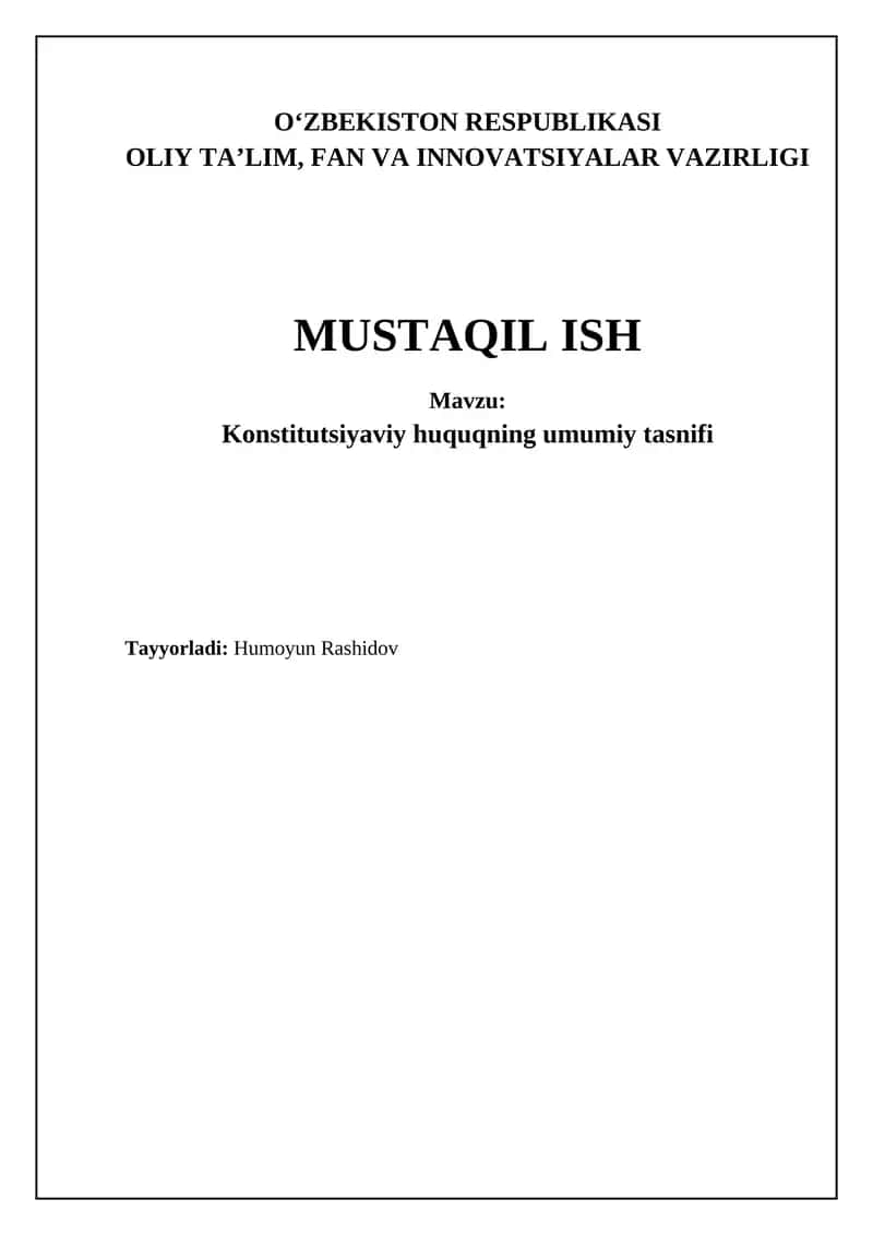 Konstitutsiyaviy huquqning umumiy tasnifi