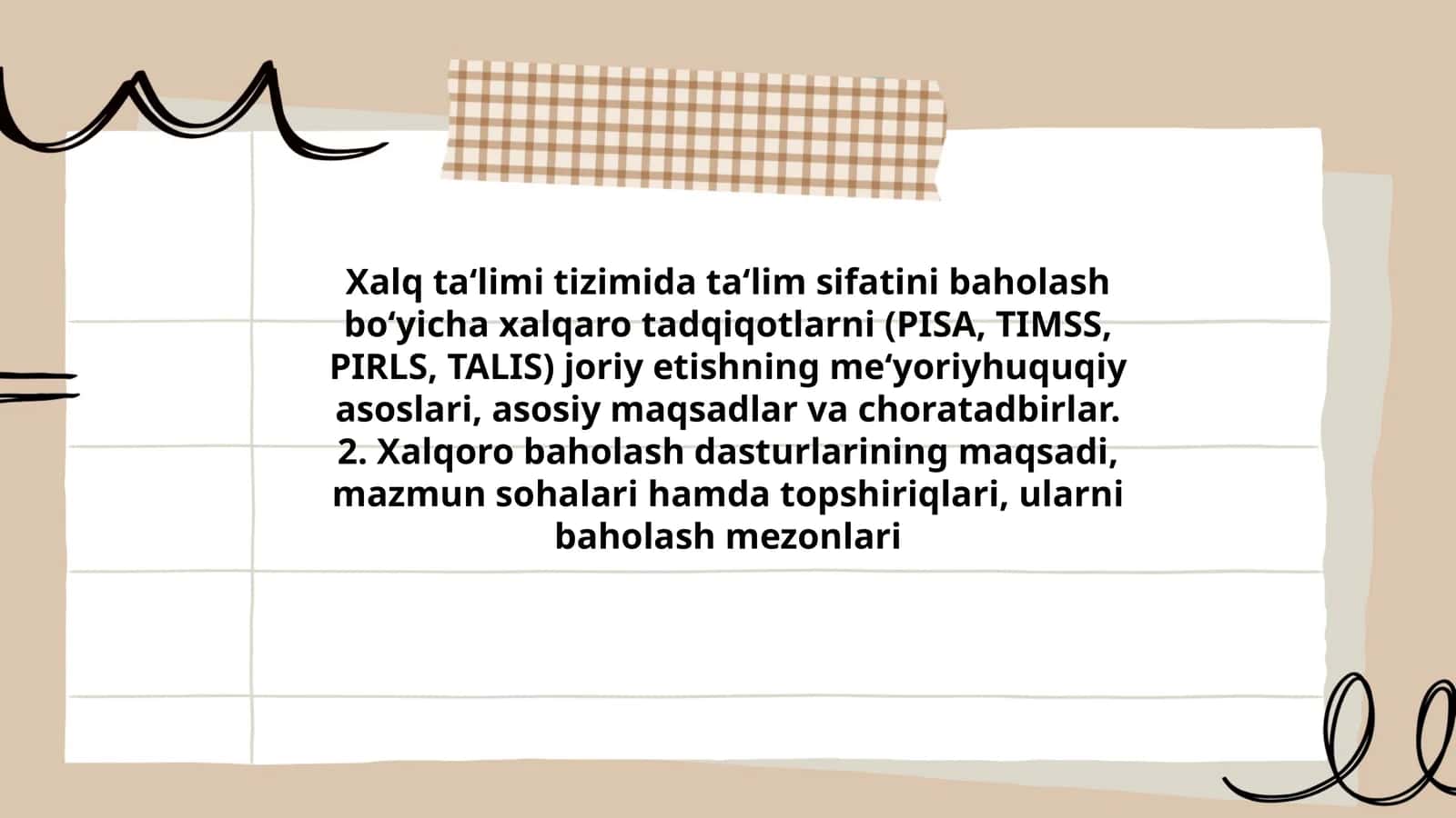 Xalq taʻlimi tizimida taʻlim sifatini baholash