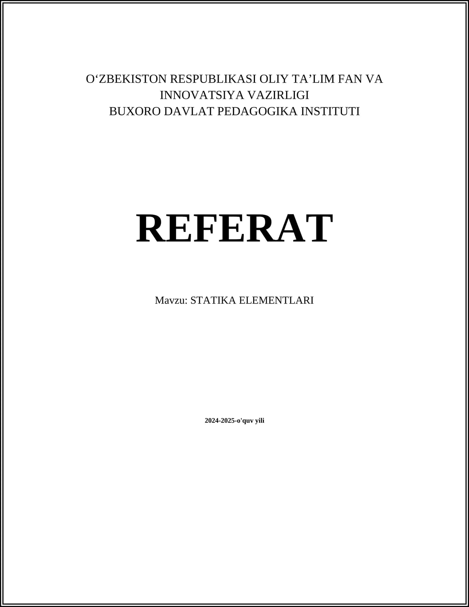 STATIKA ELEMENTLARI